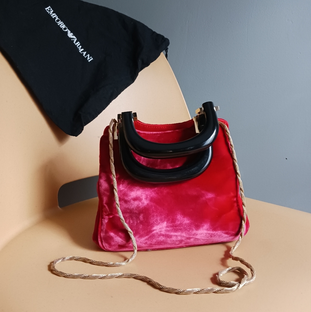 Giorgio Armani Red Velvet Crossbody/ Handbag+ Original Dust Bag